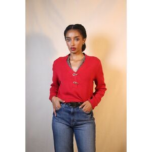 Charter Club Red Cotton Knit Sweater